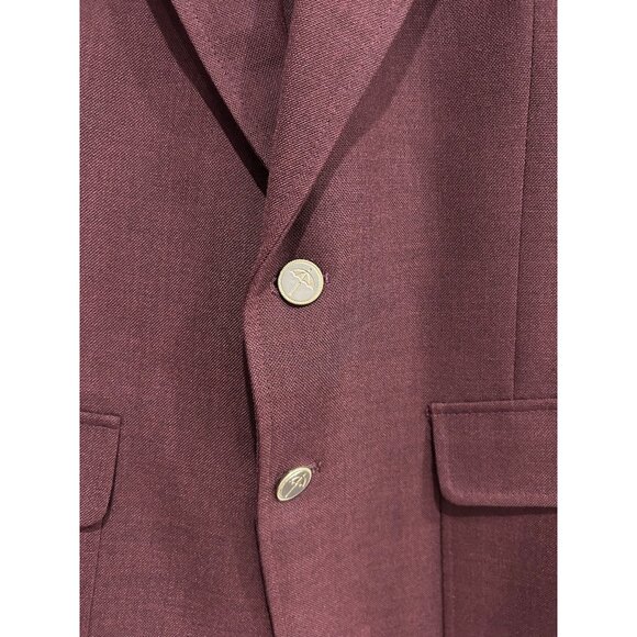 Vintage Arnie Mens Burgundy Blazer 40R Wool Blend Two Button Gold Accents - Picture 4 of 11